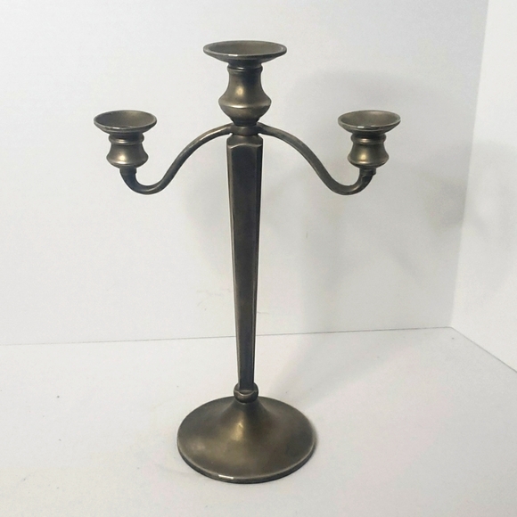 Pottery Barn Brushed Silver 3 Candlestick Candelabra Holder 14.5"H x 9.5"W Metal - Picture 3 of 17